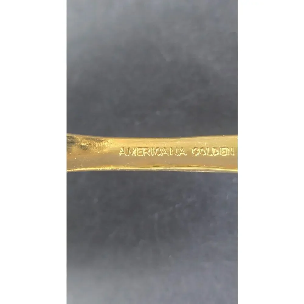 Americana Golden Heritage Gold Plated Ladle Engraved Scroll Handle Flatware